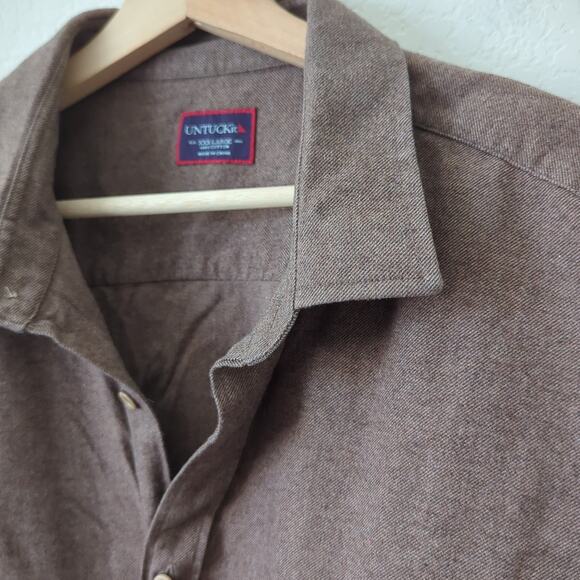 UNTUCKit Mens Button Down Shirt Brown XXXL 3X 100% Cotton Mid-Weight - Picture 4 of 6